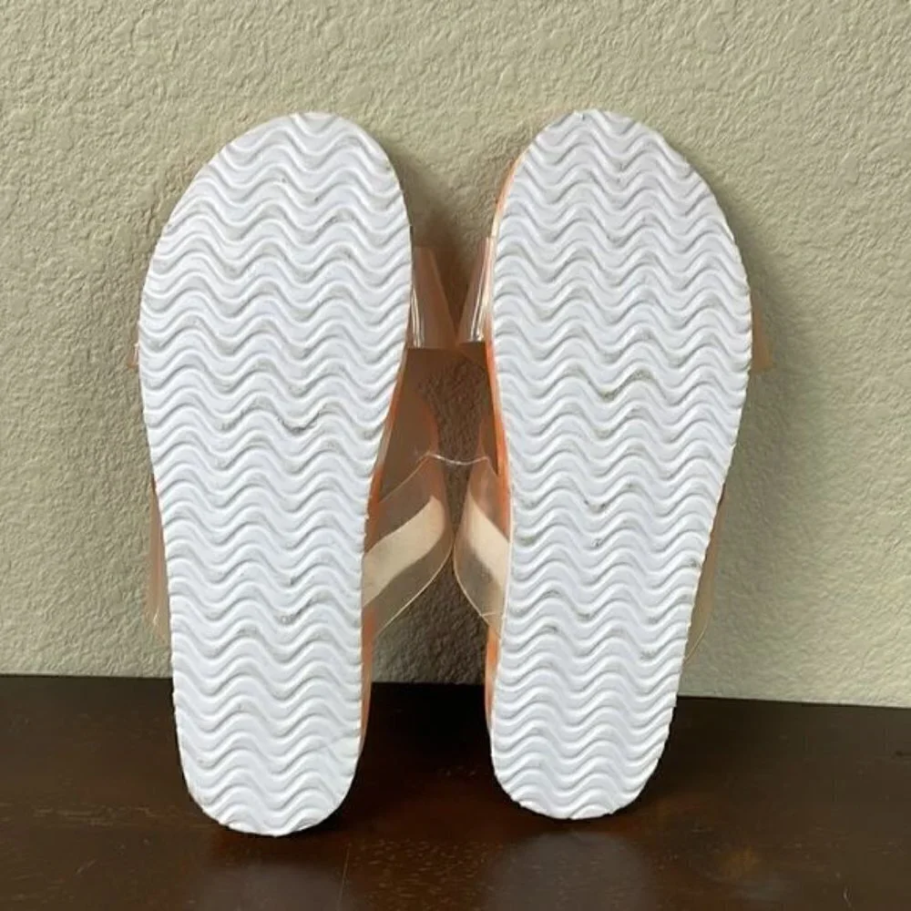 New Treasure & Bond Girls Ellie Clear Cross Toe Tie Dye Orange Slide Sandals 5